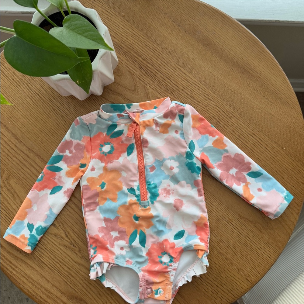 Carter's Pink and Orange Rashguard Swimwear Long Sleeve